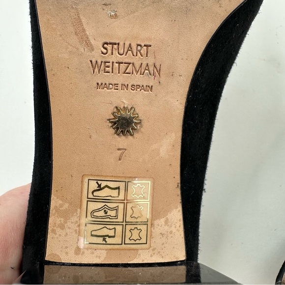 Stewart Weizman Black Suede Loafers With Clear Block Heel Women’s Size 7 - Picture 6 of 7